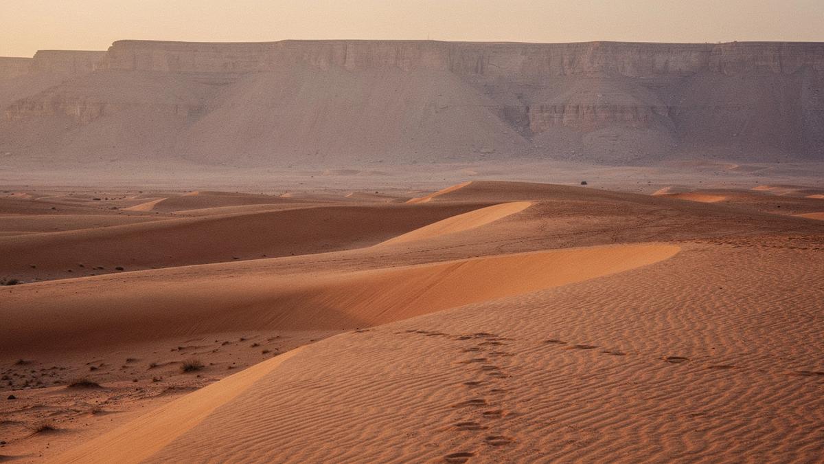 Sand dunes at golden hour along the Liwa escarpment in the United Arab Emirates